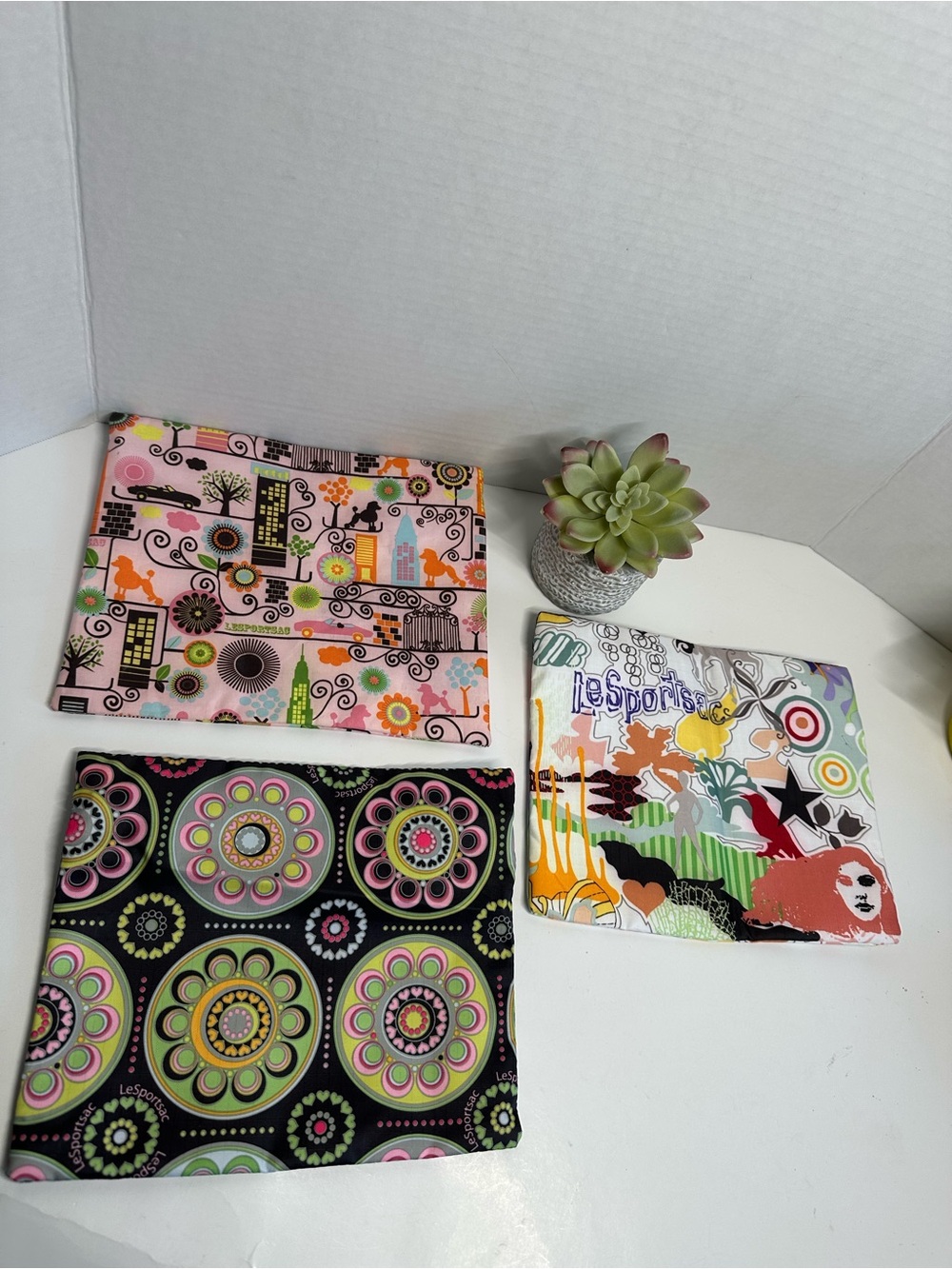 Lesportsac Colorful Patterned Bandana Set - Pink, Black, Green, Yellow